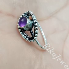 Amethyst Purple Gemstone 925 Sterling Silver Eye Design Ring Unique Jewelry