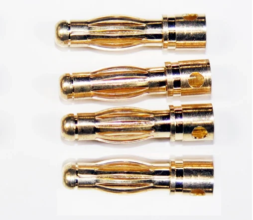 Conector bala placa dorada grandes aviones macho 4 mm 4 piezas 4x juego de 4 machos Foto 2 de 4