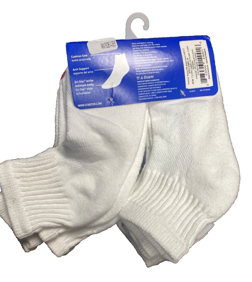 6 pares de calcetines tobilleros Starter para niños talla M (10-2 1/2) soporte para el arco, acolchados, DRI-S Foto 3 de 4