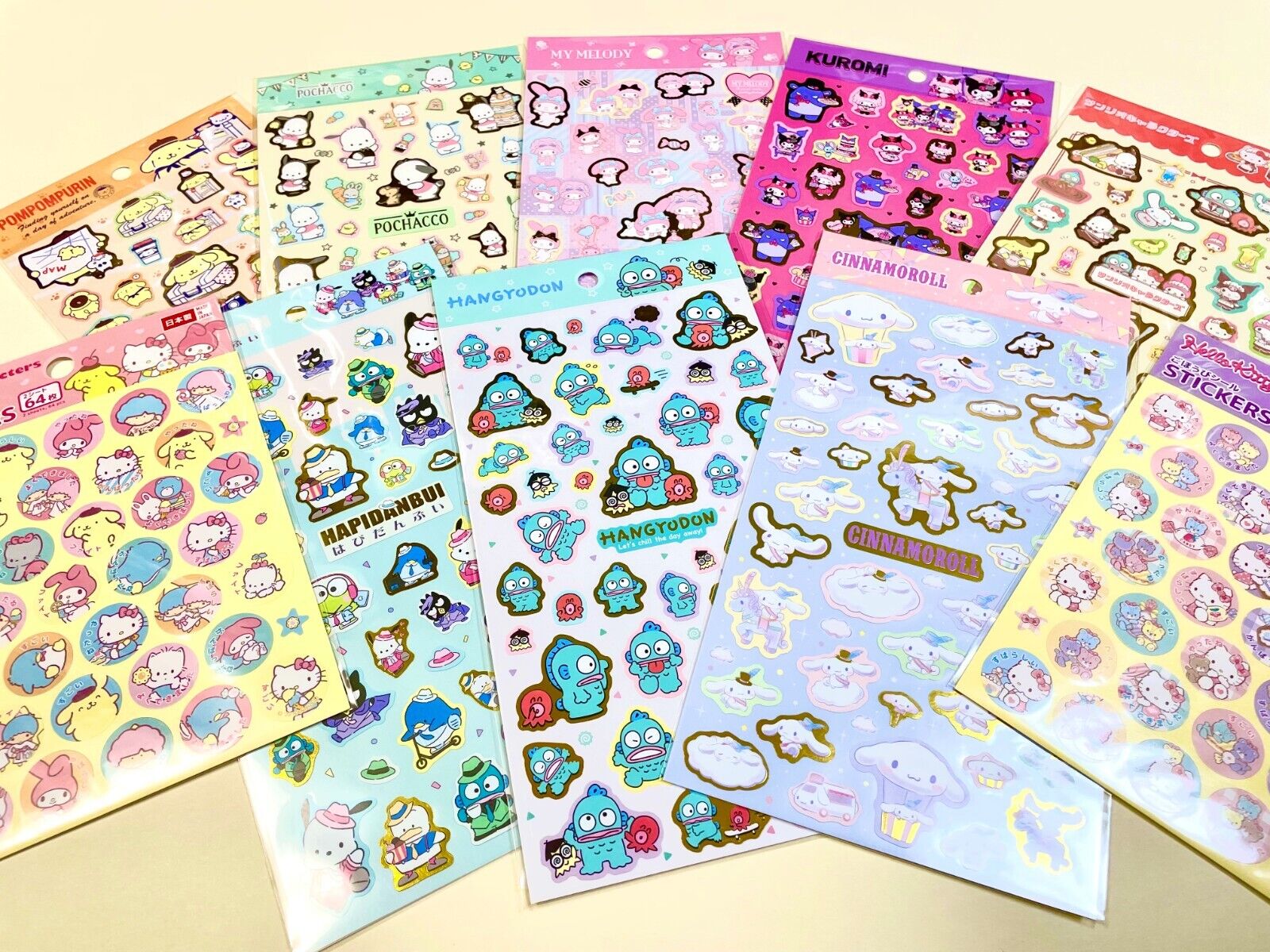 Sanrio & Peanuts Stickers /HelloKitty/MyMelody/Pompompurin/Cinnamoroll/etc