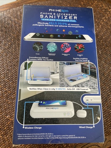 PhoneSpa Désinfectant pour Téléphone, Désinfectant UV-C avec Chargeur Sans Fil - Neuf - Photo 2 sur 3