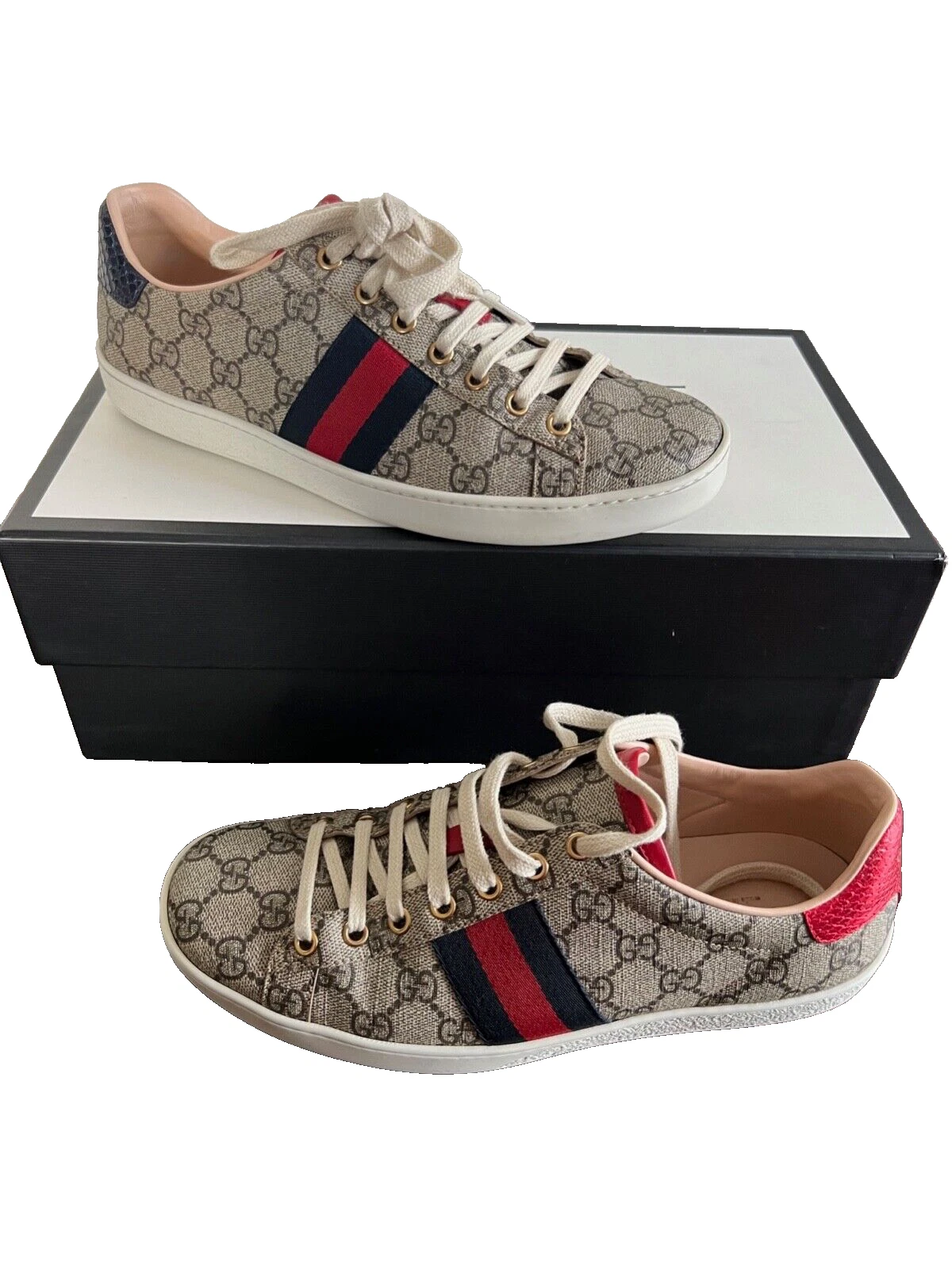 Baskets Ace Gucci GG Supreme beige pour femmes chaussures 499410 Made In Italy pointure 39 1/2