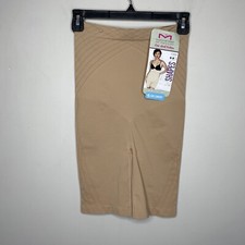 MAIDENFORM Shapewear Women Large Beige High Waist Thigh Slimmer NEW Firm Shorts