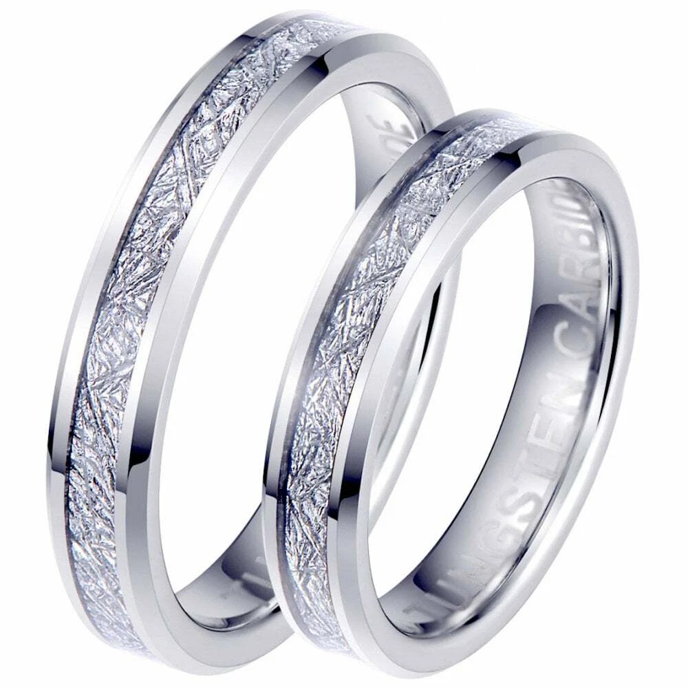 Matching meteorite shop wedding bands