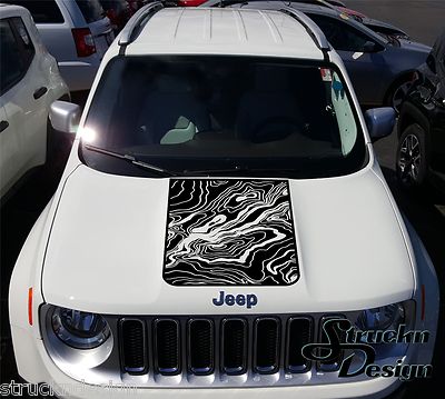 Fits Renegade Hood Topographic Map Graphic Vinyl Decal Sticker Side