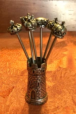 Vintage Pewter Castle with Cocktail Picks