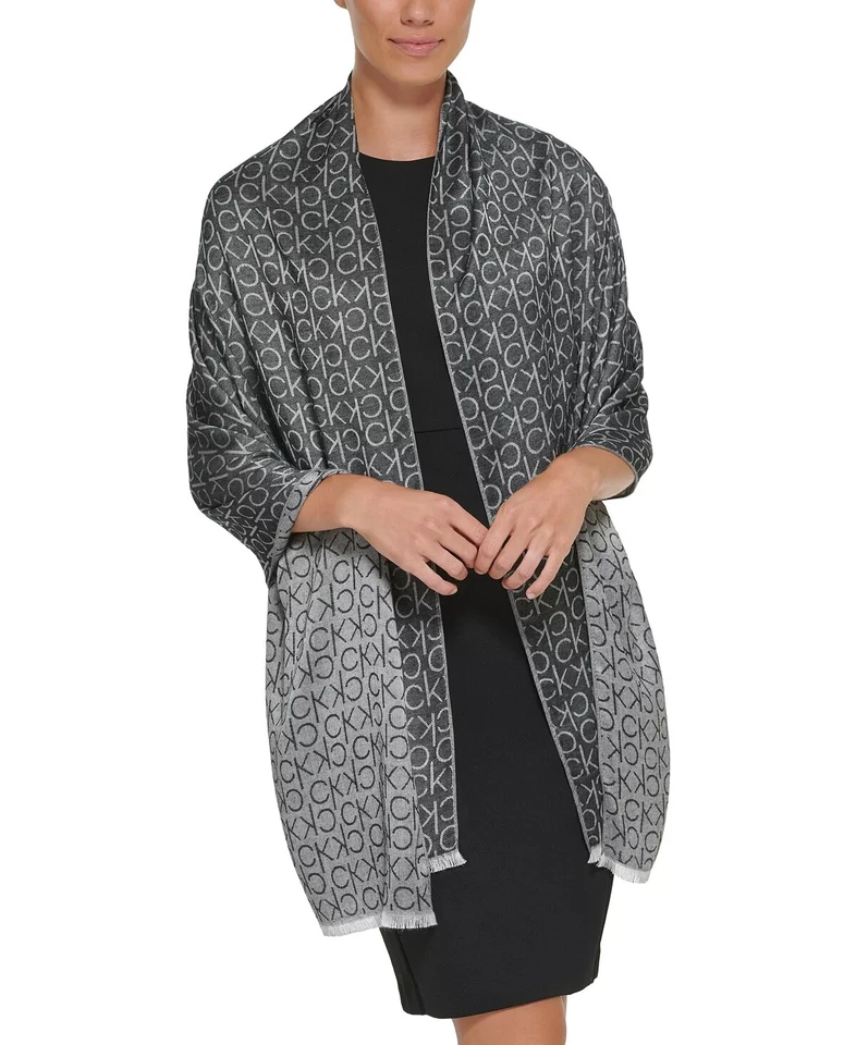 Calvin Klein® Women's Monogram CK Logo-Print Pashmina Wrap Scarf NEW!!! - Image 3 of 4