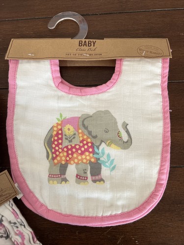 World Market ELSIE elephant baby swaddles And Bibs- set of 2 Each (4pcs) - Picture 2 of 6