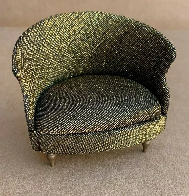 Dollhouse Doll House Gold Glitter Cloth Chair Plastic Miniature
