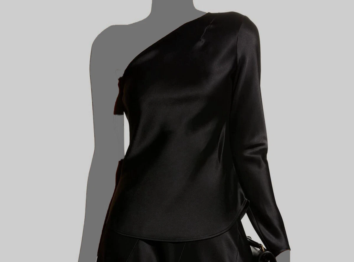 black satin one shoulder top