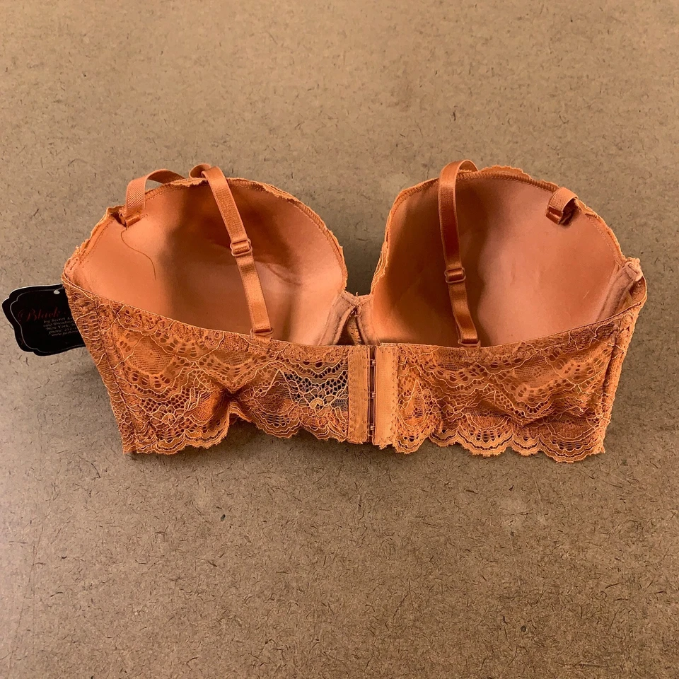 Sujetador negro fucsia secreto de encaje para mujer 34D óxido sin tirantes y pantalón corto mediano para niño nuevo con etiquetas Foto 4 de 4