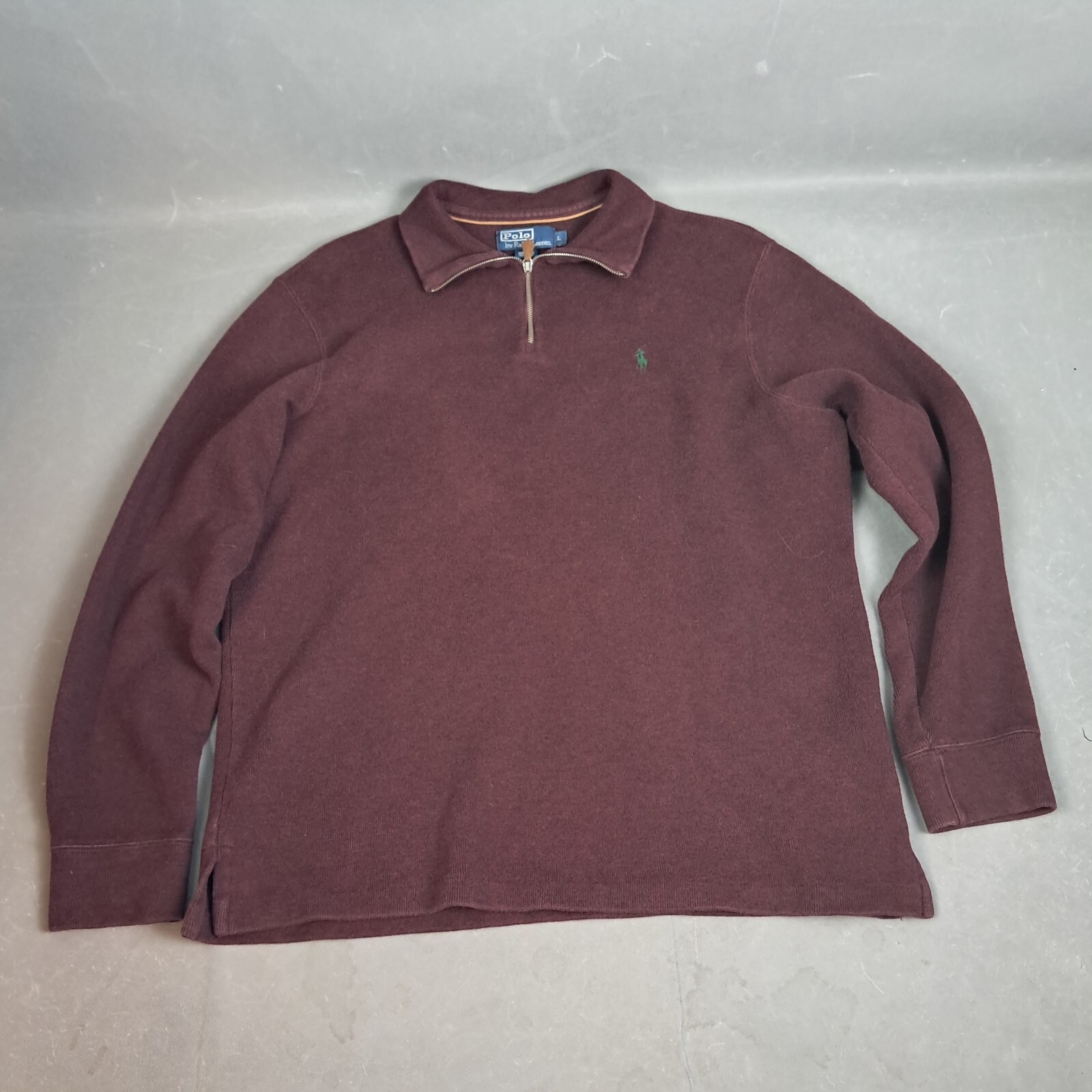 Polo Ralph Lauren Performance Sweater Size Large Men Burgundy 1/4 Zip Pullover image 9