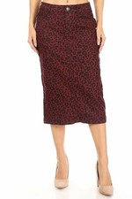 Women's Juniors/Plus Size Calf - Length Pencil Stretch Twill Skirt