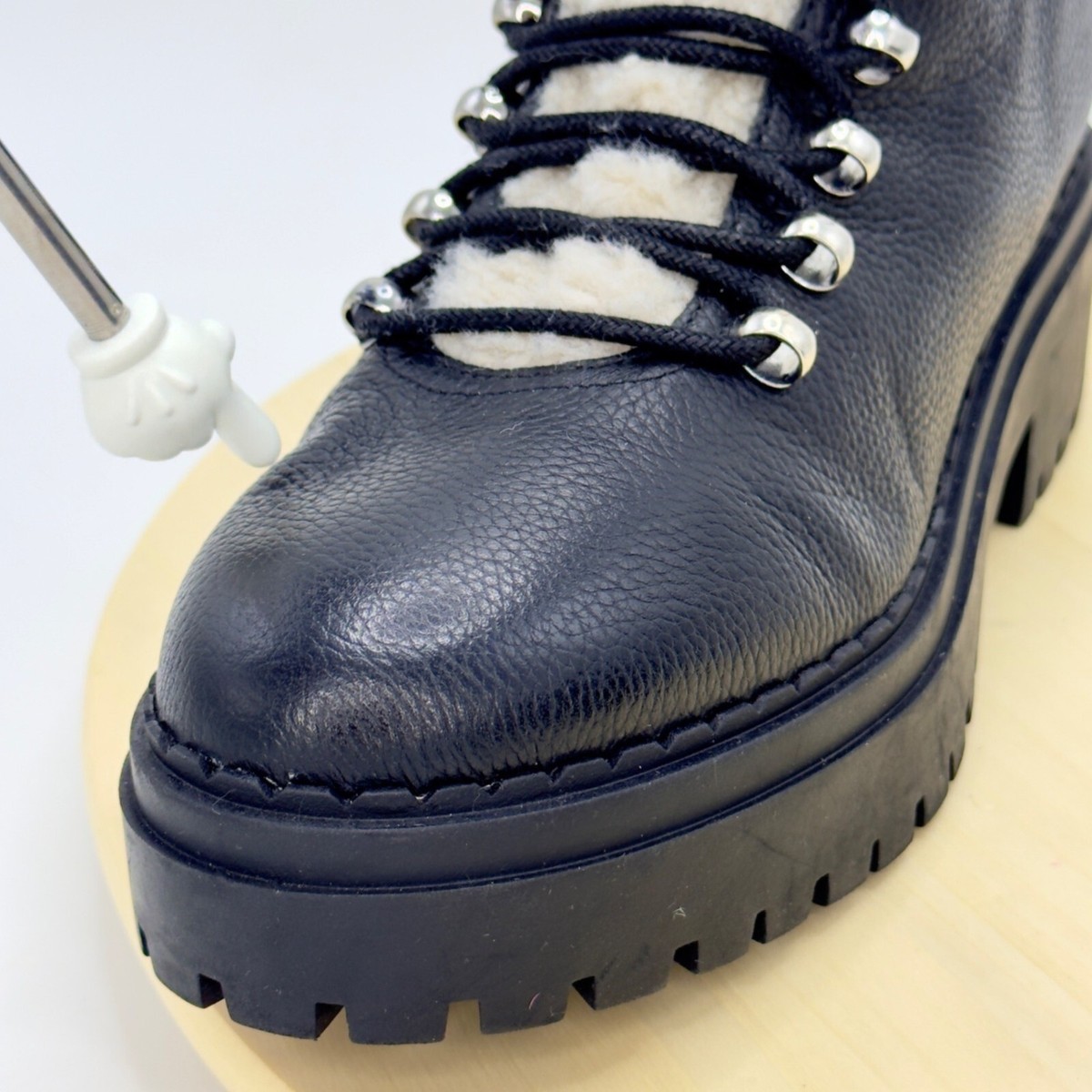 Marc Fisher Black Lace-Up Ankle Boots with Sherpa size 8 Marc Fisher Combat Boots for Women for sale | eBay main image 4