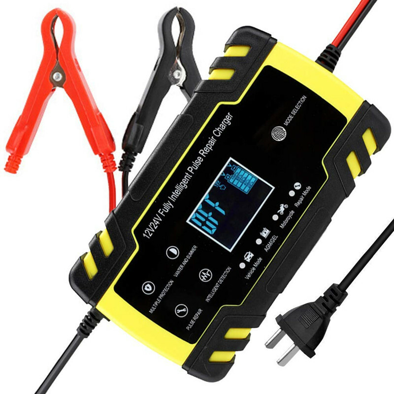 Motorcycle Battery Charger 12/24V LCD Touch Screen Pulse Repair