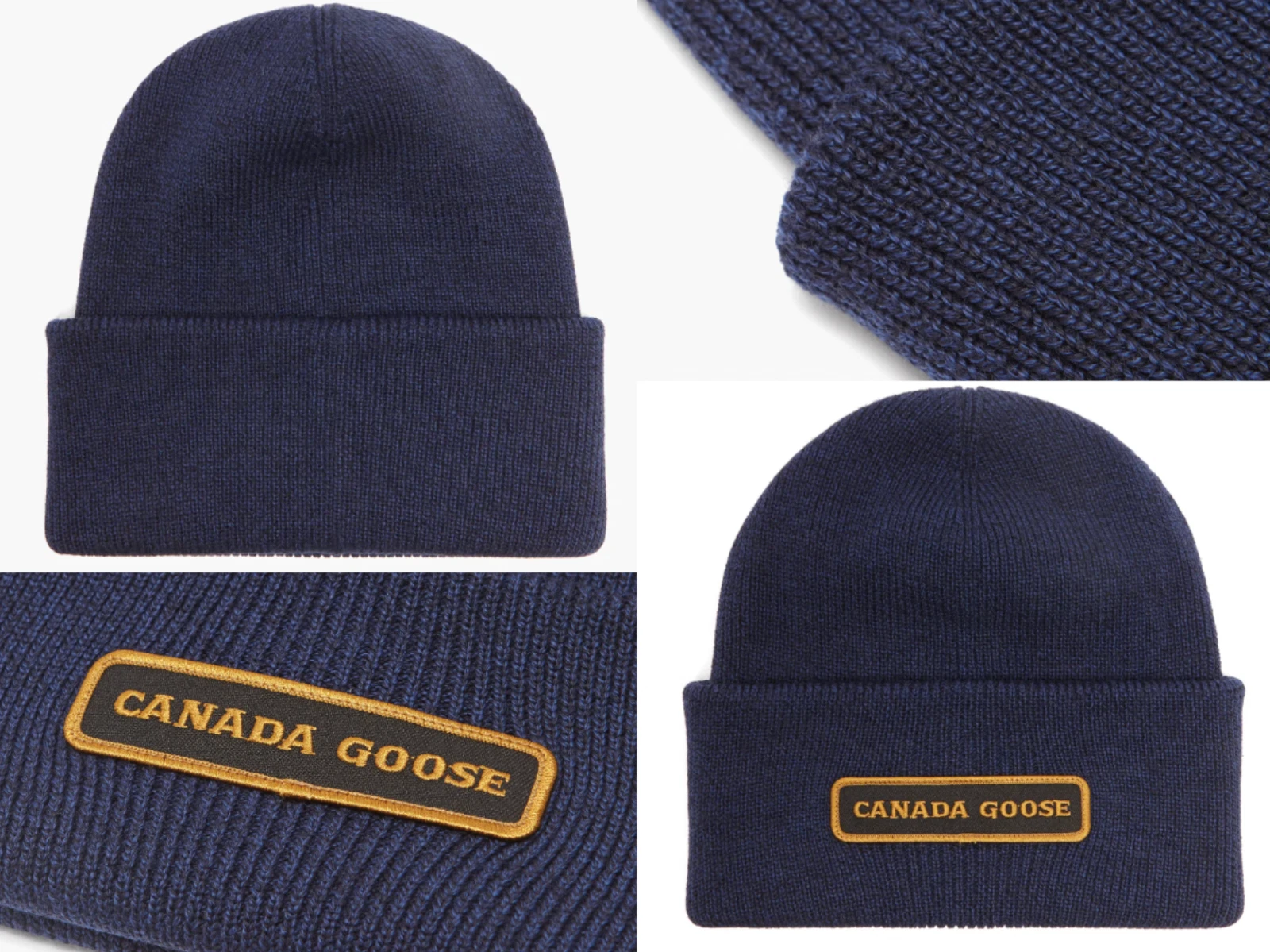 Bonnet toque logo brodé laine mérinos emblème Canada Goose Neuf avec étiquette