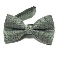 Mens Bow Tie Pre Tied Butterfly Vintage New Old Stock Chevron Green Gray NOS