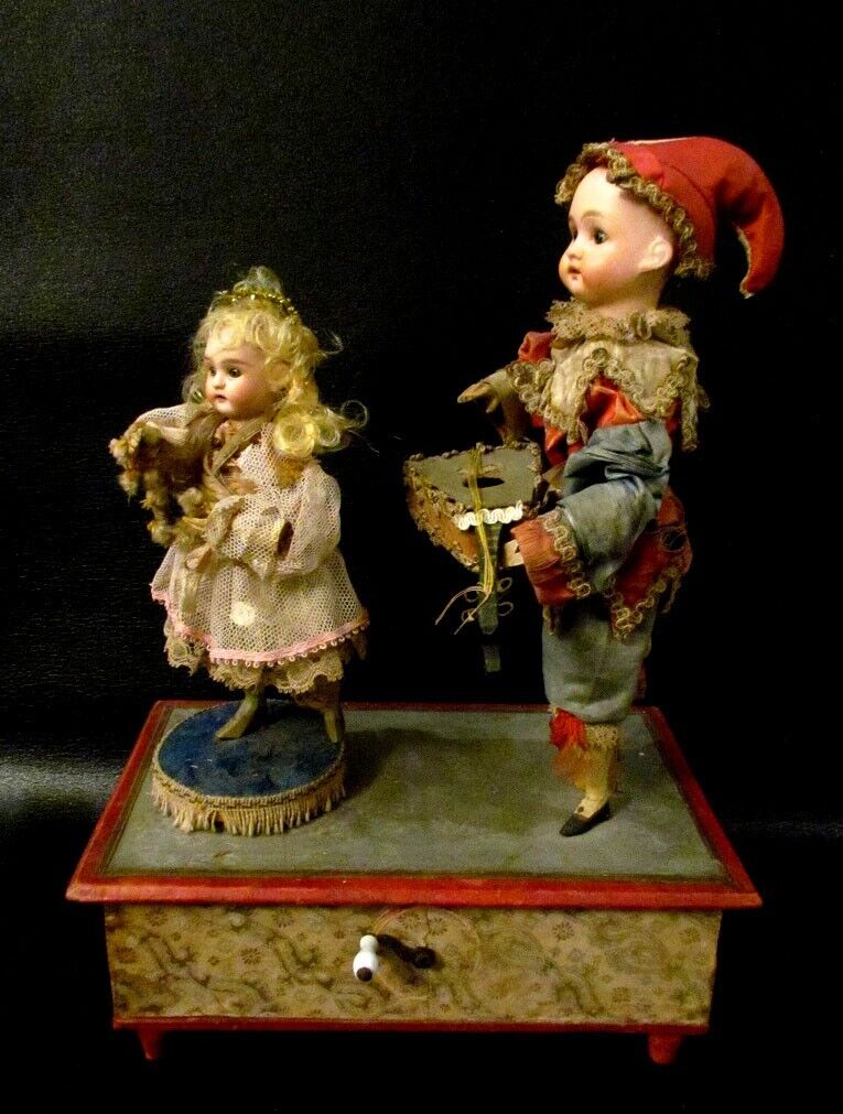 Steiner Antique Mechanical Automaton Bisque Doll Music Box Steiner Antique Mechanical Automaton Bisque Doll Music Box
