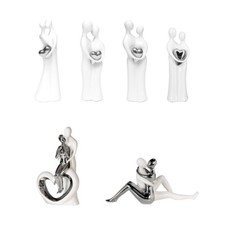 Skulptur Liebespaar Keramik Figuren Paar Mit Herz Weiße Dekofigur Hochzeit Liebe