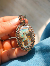 Flashy Natural Boulder Opal Pendant Sterling Silver Power Healing Jewelry Unisex