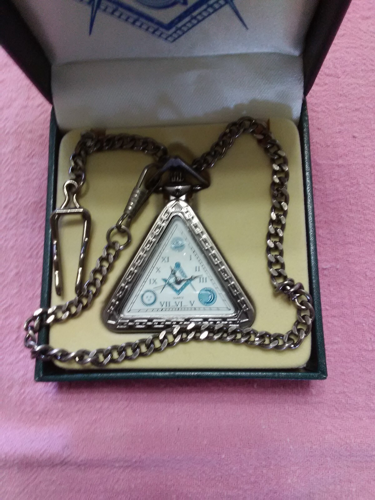 pocket watch triangular Masonic silver square and… - image 4