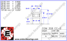 CGM308CC5 Forklift Chain Guide Mast Bearing Enduro brand