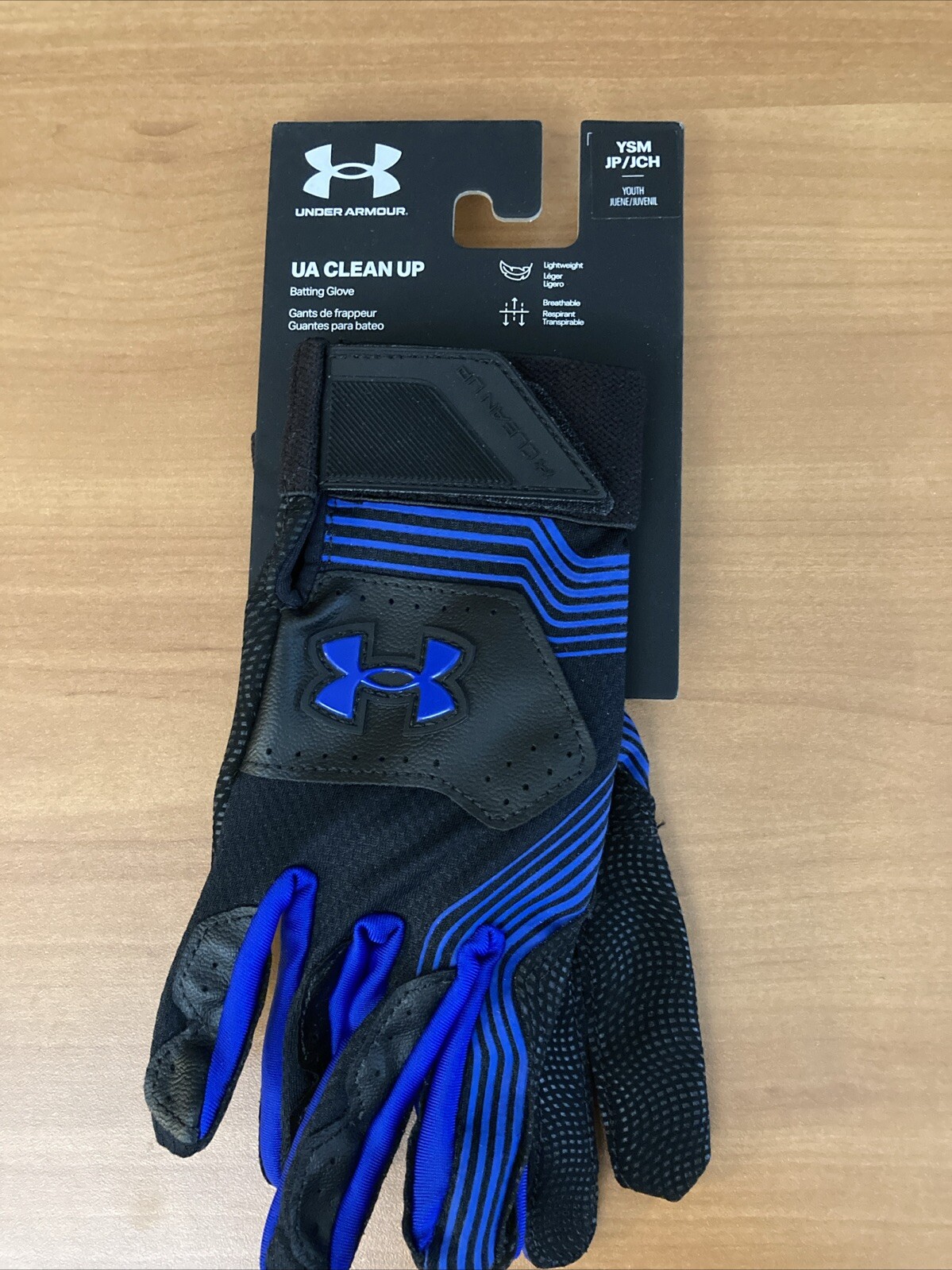 Under Armour UA Clean Up Youth Batting Gloves Black Blue Sz Youth Small New YSM
