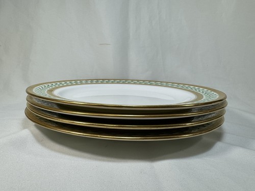 (4) Tiffany By Minton Gold Encrusted w/Green Enamel 10.375" DINNER PLATES H1064 - Picture 8 of 10