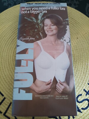 Exquisite Fully 5530  Front Close 3/4 Length Posture Bra 38 B White Vintage NOS