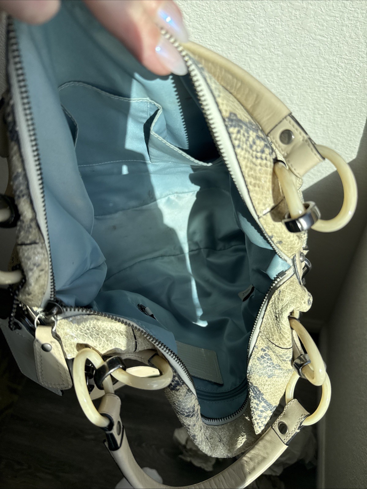 Coach Kristin Embossed Python Metallic Leather Sh… - image 6