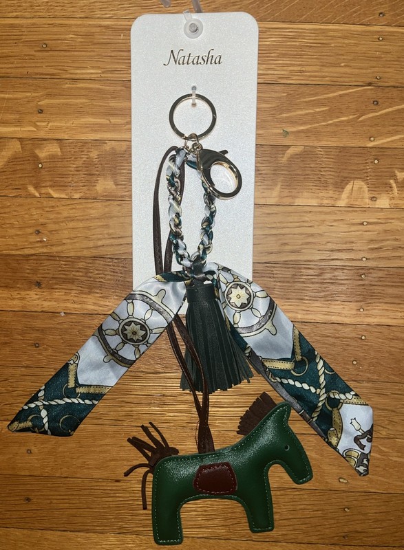 Bag Jewelry Charm Green Horse Tassel Scarf Faux Leather New