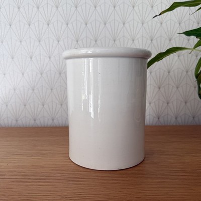 Antique French Confit Pot White Ceramic Creil Montereau Kitchen 1209252