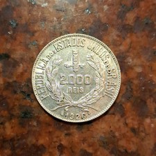 1926 BRAZIL 2000 REIS COIN .500 SILVER - HIGH GRADE - #B6351