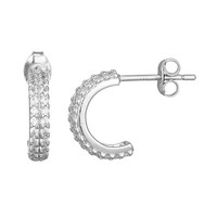 Cavill Damen Creolen Ohrringe 925 Silber Zirkon 0,58Ct Rund Elegant Echtschmuck