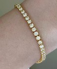 12Ct Round Lab Created Diamond Women's Tennis Bracelet 14k Yellow Gold Over 7.5"