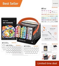 Artistic 61-Color Alcohol Marker Set with Dual Tips  Colorless Blender Included