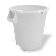Heavy-Duty Round Waste Container/Trash Can, 10 Gallon, White