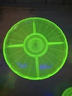 Vintage Indiana Glass Green Depression Uranium Glass Divided Relish Tray
