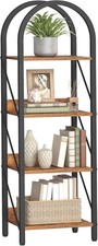 Bookshelf, 4-Tier Arched Bookshelf, Industrial Bookcase with Metal Frame,