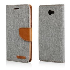 Custodia per Huawei Y5 II Y6ii Compact Side Open Grigia e Slot Carte Protettiva