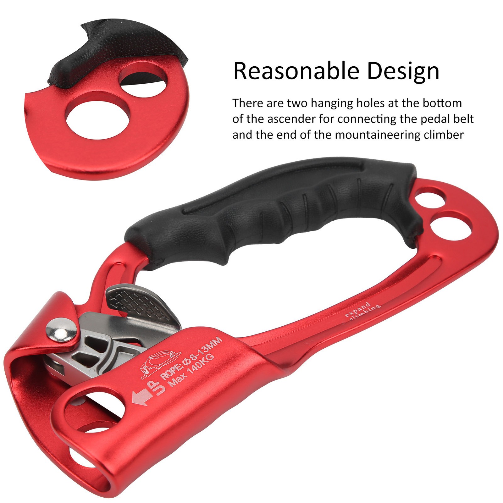 Climbing Ascender Rock Rappelling Right Hand Riser Arborist Gear Rope Clamp F UK