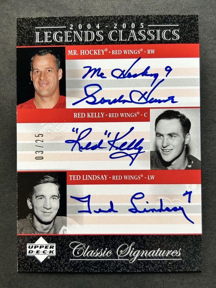 Gordie Howe Red Kelly Ted Lindsay 2004 Upper Deck Legends Classic Auto Autograph - Image 3 of 4