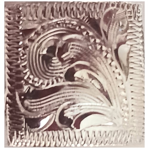 Hand Engraved Silver Plated Square Concho. Screw Back. 1/2 - Picture 3 of 5