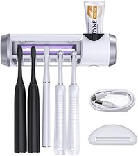 Wall Mounted Toothbrush Holder, Fan Drying  6min Timing, 5 Slots for Sonic