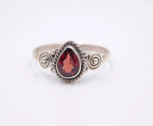 2 Gm 925 Sterling Silver Natural Garnet Cut Gemstone Handmade Ring Size 7" US