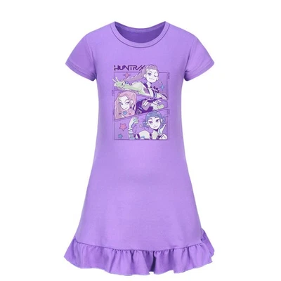 Girls Sleepwear Pyjamas Demon Hunters Kids Casual Nightdress Dress Xmas Gift UK