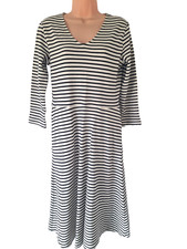 Noa Noa Womens Cotton Striped Fit & Flare Midi Dress Size Medium V Neck NWT