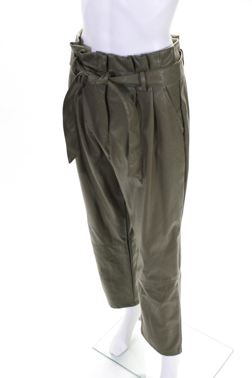Love, Whit by Whitney Port Womens Olive Faux Leather Pants Size 2 13730373