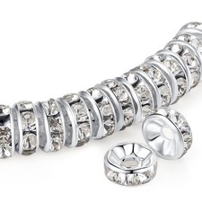 200PCS 6mm Sliver Spacer Beads for Jewelry Making Crystal Rhinestone Sliver Rond
