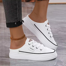 Women's Slip on Sneakers Canvas Slip on Shoes Fashion Comfortable Mules Size 5.5